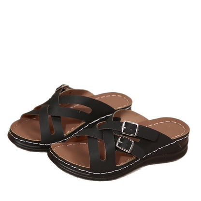 Chaussures femme confortables avec une conception de boucle à la mode et semelle intérieure rembourrée Chic und Stil