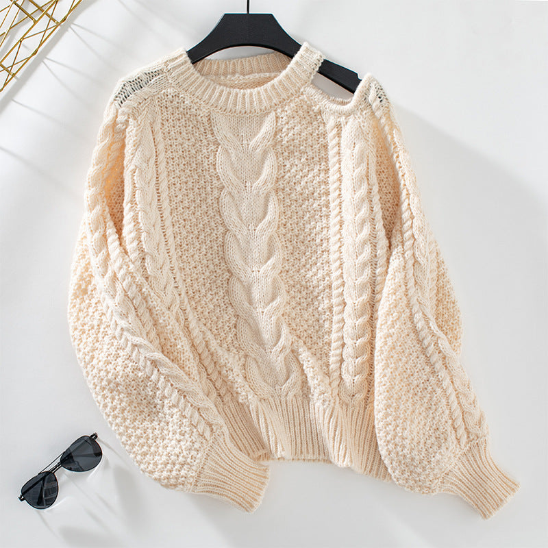 Pull en grosse maille pour femmes avec une structure élégante et des manches bouffantes à la mode Chic und Stil