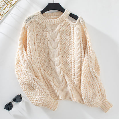 Pull en grosse maille pour femmes avec une structure élégante et des manches bouffantes à la mode Chic und Stil