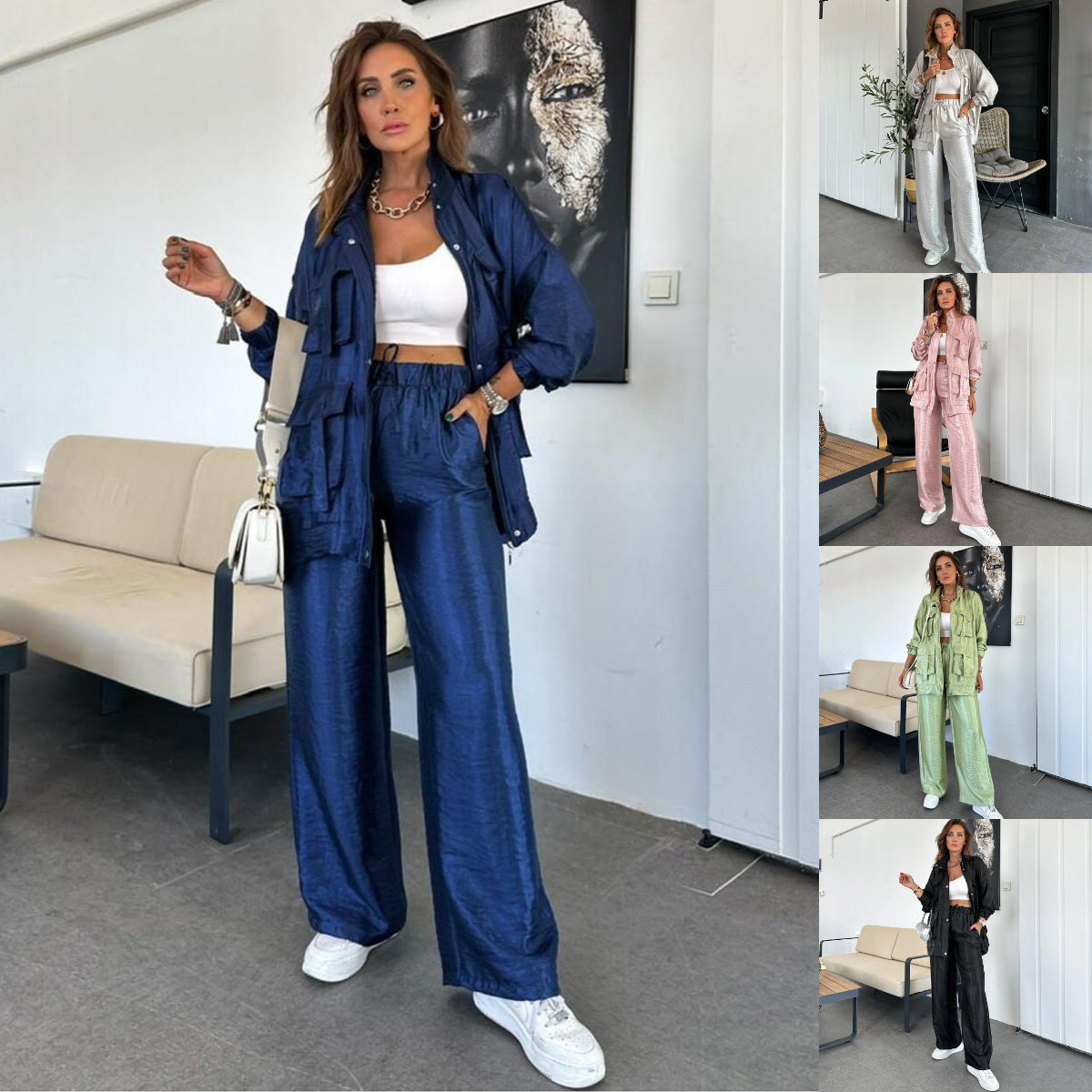 Athletic leisure set for women with an elegant shine and practical pockets Chic und Stil