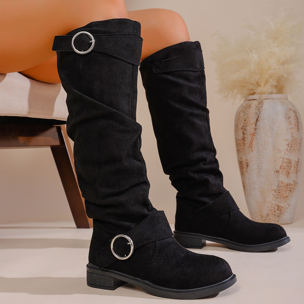 Bottes overknee élégantes pour dames en matériau souple et élastique Chic und Stil