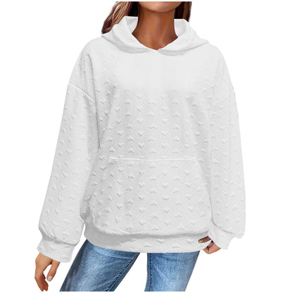 Pull à capuche pour femmes avec motif de cœur texturé Chic und Stil