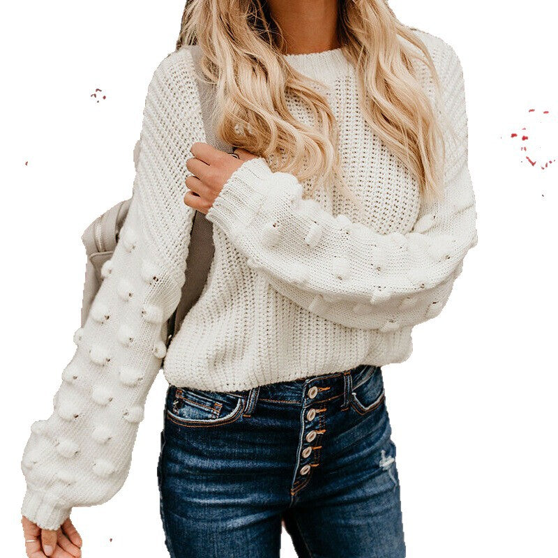 Pull en tricot décontracté pour femmes avec des manches volumineuses et un motif texturé Chic und Stil