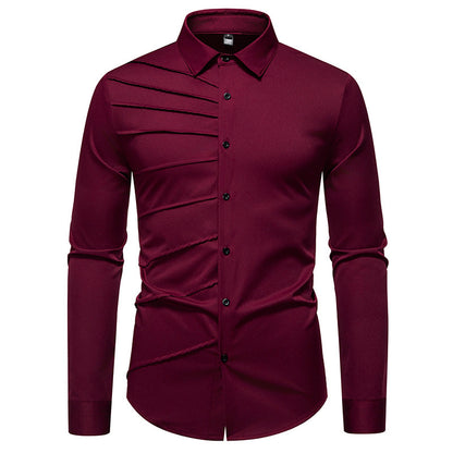 Chemise à manches longues pour homme avec design côtelé à la mode Chic und Stil