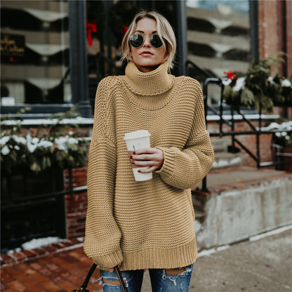 Pull en grosse maille pour femmes avec col montant et coupe décontractée Chic und Stil