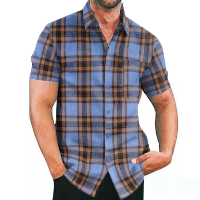 Chemise à carreaux à manches courtes pour hommes avec poches et coupe tendance Chic und Stil