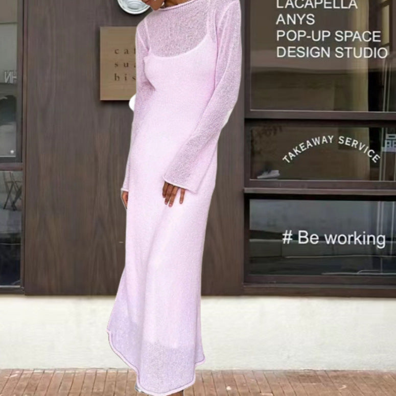 Femmes Élégante robe en tricot à coupe ample et manches longues Chic und Stil