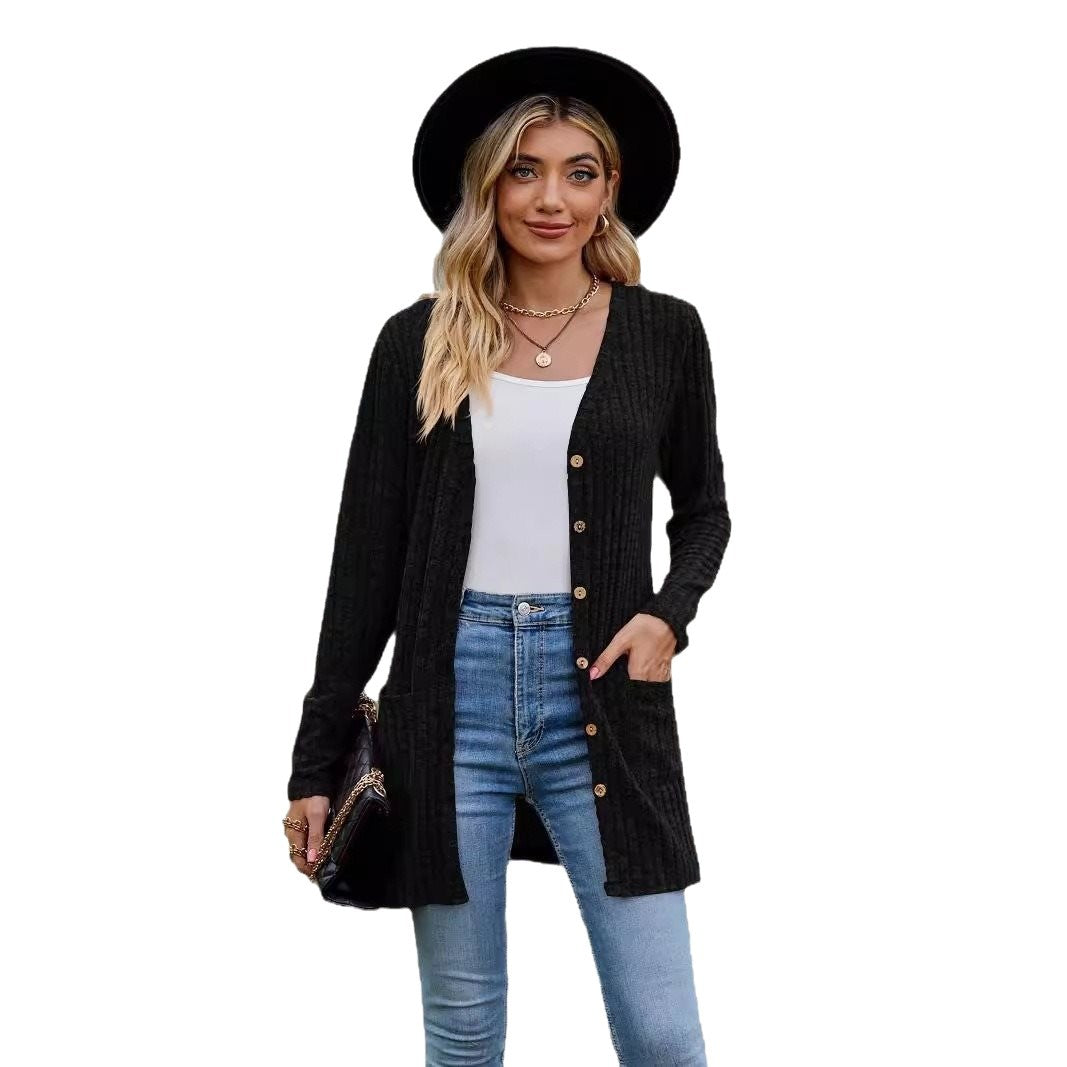 Dames décontracté cardigan en tricot avec détails en boutons et poches pratiques Chic und Stil
