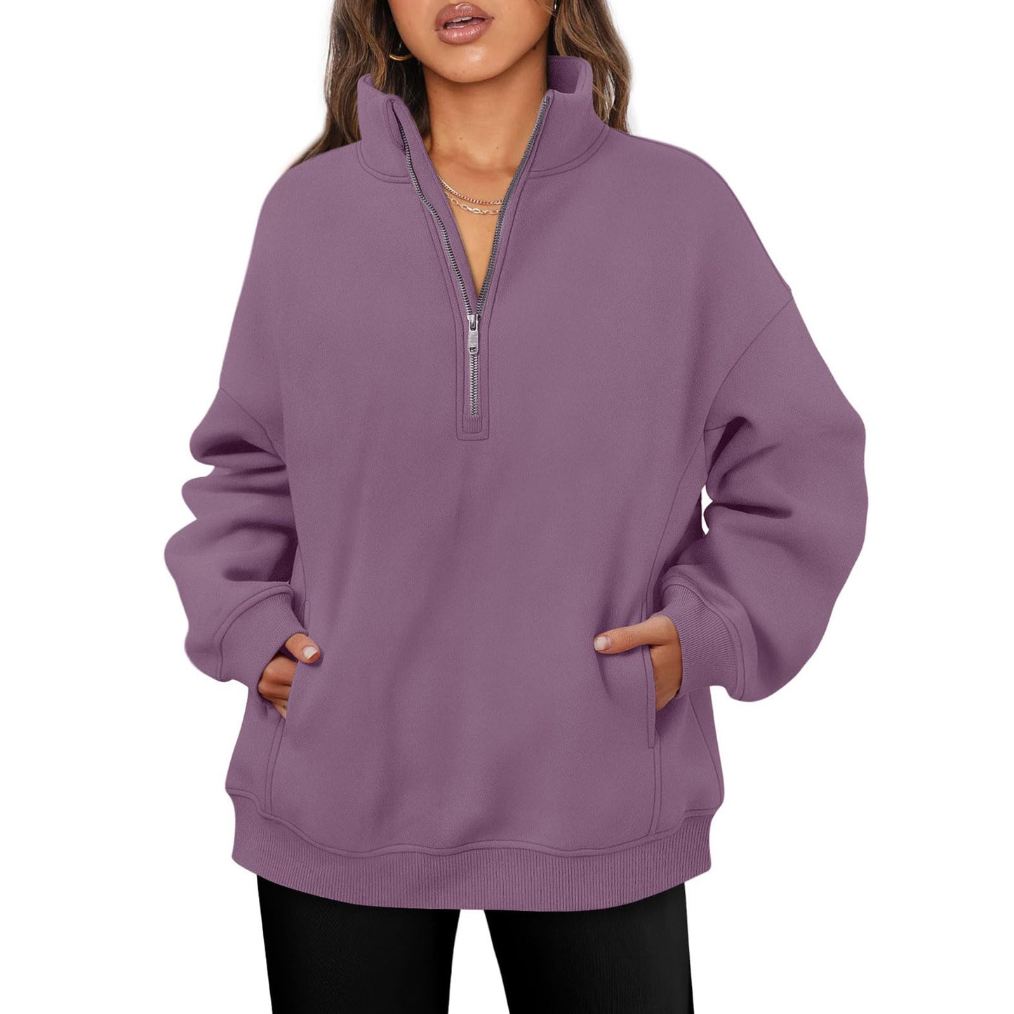 Fleece pullover for women with high collar Chic and Style