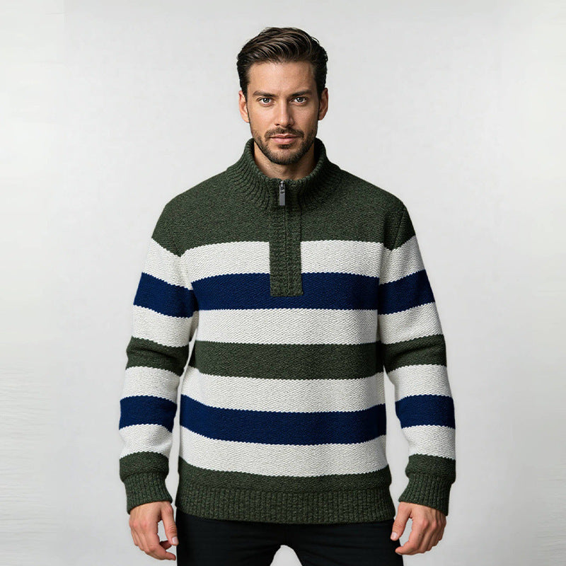 Pull en tricot pour hommes avec col haut et fermeture éclair innovante Chic und Stil