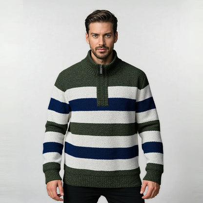 Pull en tricot pour hommes avec col haut et fermeture éclair innovante Chic und Stil