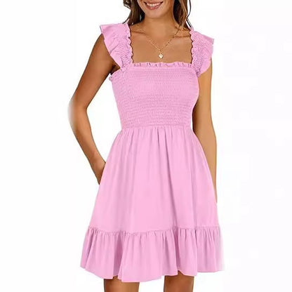 Robe mini d'été pour femmes avec des détails en volants et une coupe cintrée Chic und Stil