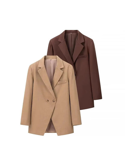 Elegant oversized women’s blazer with double-breasted and practical pockets Chic und Stil