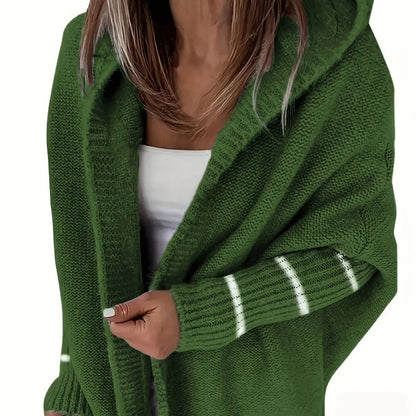 Chic und Stil | Women Cozy Cardigan with Hood and Loose-Fitting Design