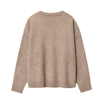 Knit sweater for women with V-neck and loose fit Chic und Stil