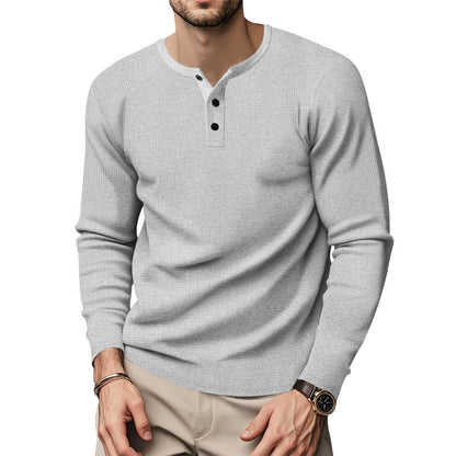 Chemise à manches longues pour hommes avec encolure Henley et surface texturée Chic und Stil