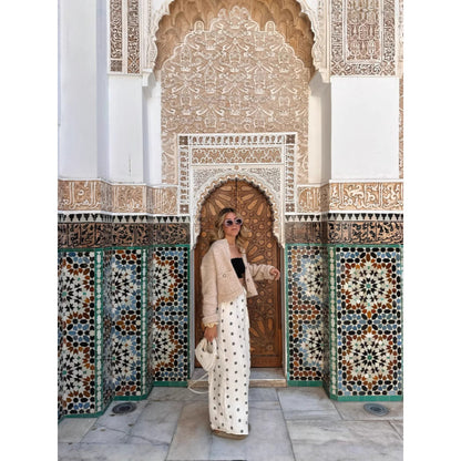 Casual flared pants for women with trendy print Chic und Stil