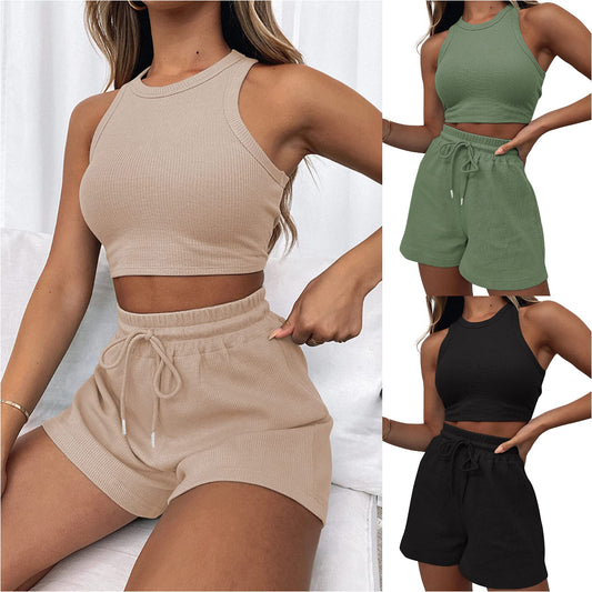 Tenue courte sportive à deux pièces pour femmes avec structure côtelée Chic und Stil