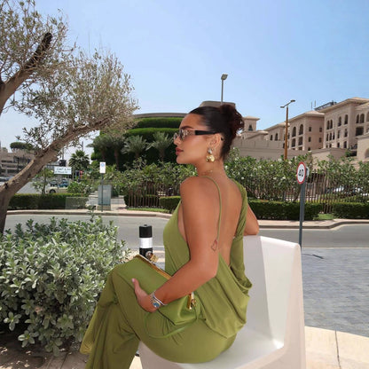 Wide palazzo pants for women with elastic waistband and flowy cut Chic and Style