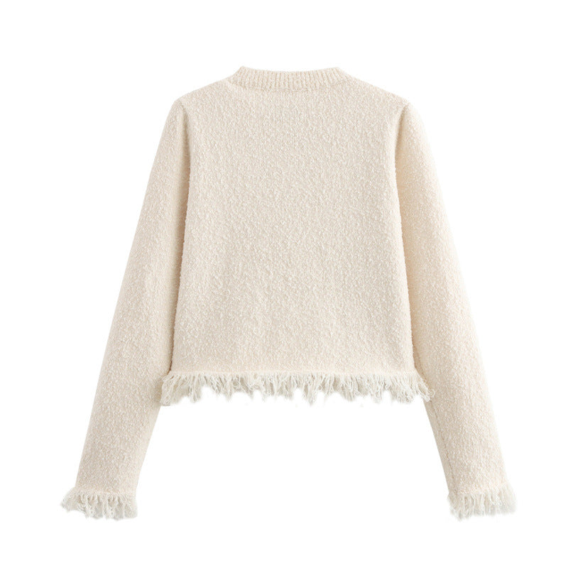 Dames Boucle-Jacket avec des élégants nœuds et des franges Chic und Stil