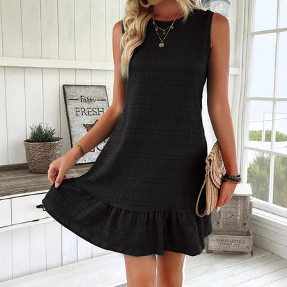 Robe courte décontractée pour femmes avec ourlet en volants et surface texturée Chic und Stil