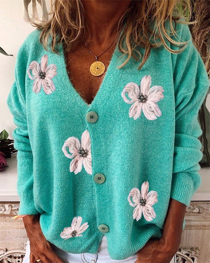 Dames Cardigan ludique avec motif floral Chic und Stil