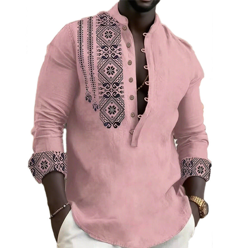 Hommes Chemise à manches longues tendance avec des motifs ethniques élégants Chic und Stil