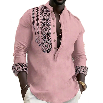 Hommes Chemise à manches longues tendance avec des motifs ethniques élégants Chic und Stil