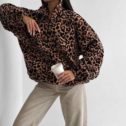 Pull oversized pour femmes à motif léopard Chic und Stil
