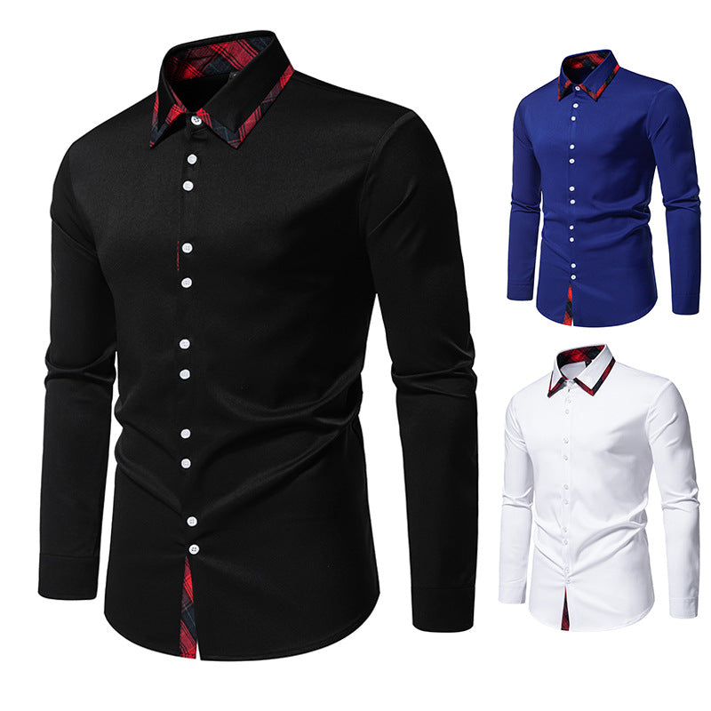 Chemise élégante à manches longues pour hommes avec détails de col à carreaux Chic und Stil