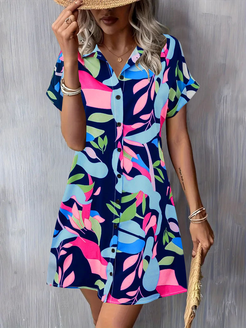 Robe décontractée à boutons pour femme à manches courtes Chic und Stil