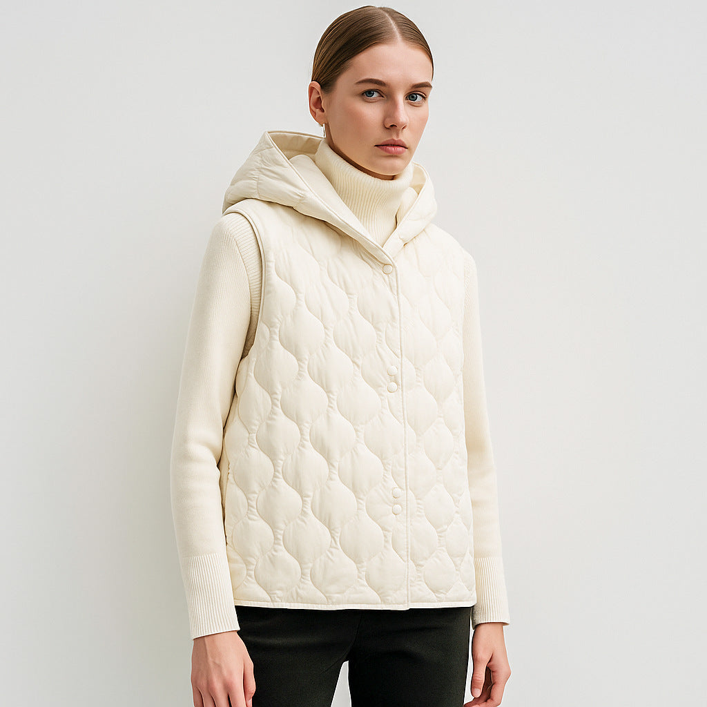 Dames gilets matelassé avec capuche cachée et doublure intérieure douce Chic und Stil