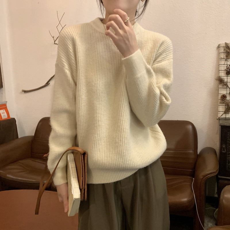 Dames Pull en fine maille élégant avec col haut et coupe décontractée Chic und Stil