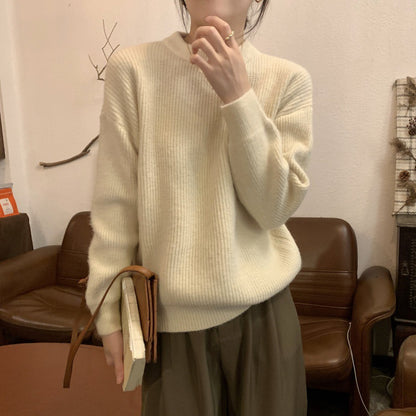 Dames Pull en fine maille élégant avec col haut et coupe décontractée Chic und Stil