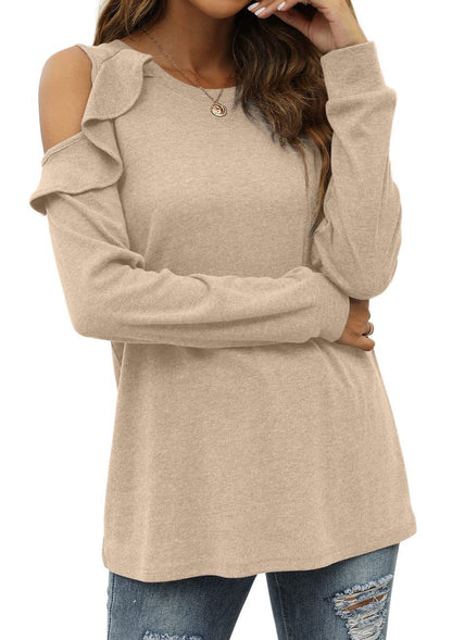 T-shirt à manches longues pour femmes avec des manches découpées et un détail volant Chic und Stil