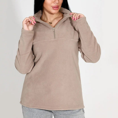 Dames Pull Fleece à demi-zip Chic und Stil