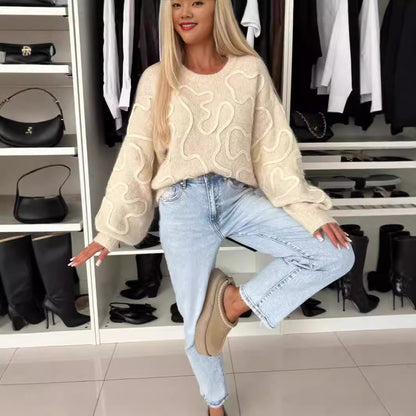 Pull en tricot douillet pour femmes avec motif créatif Chic und Stil