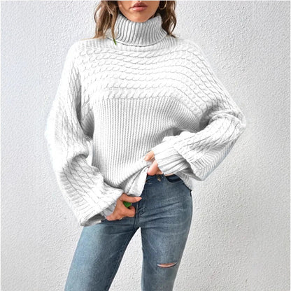 Dames Pull à col roulé confortable avec design texturé Chic und Stil