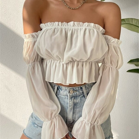 Dames blouse off-shoulder avec des manches amples Chic und Stil