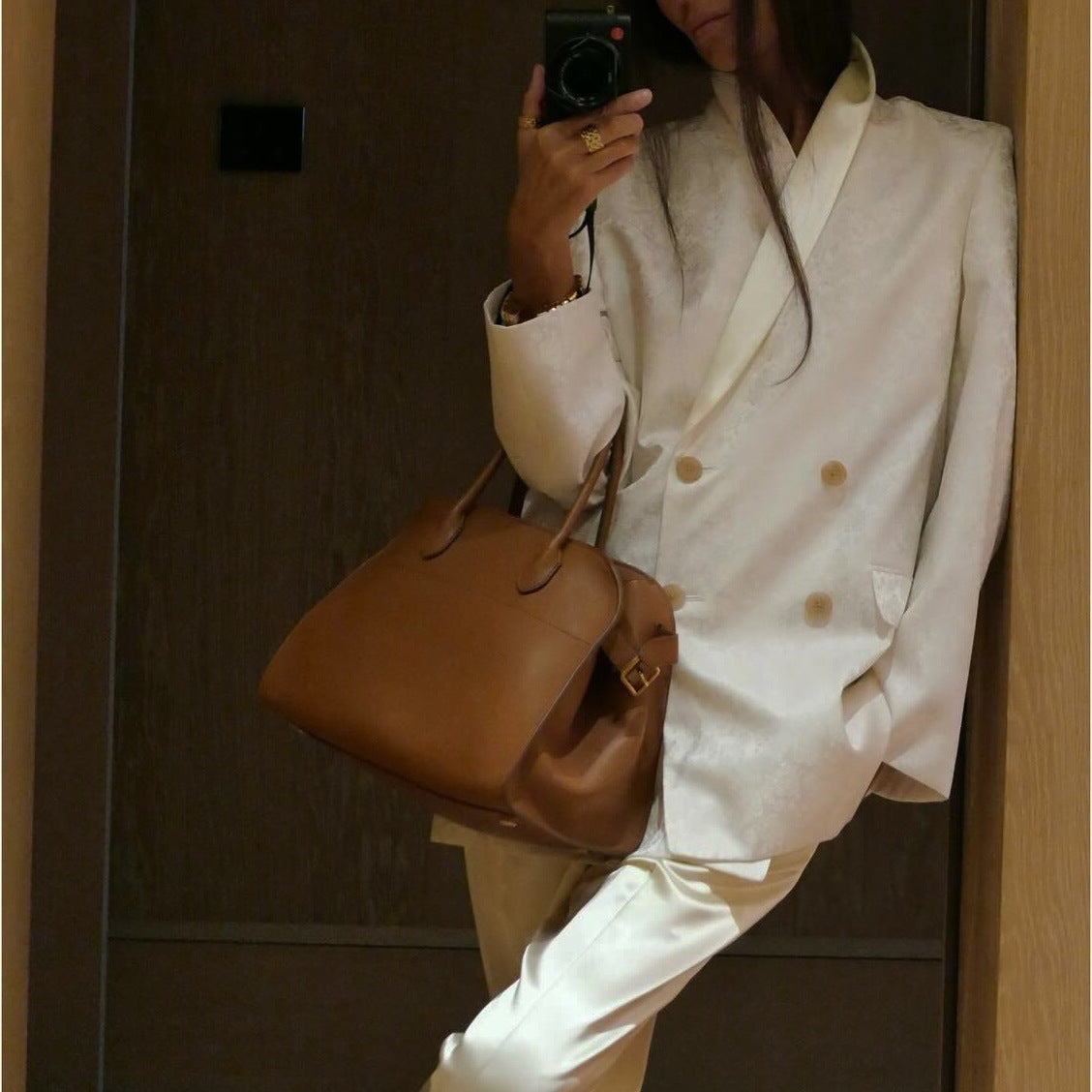 Dames Élégant Blazer en Jacquard avec Col Revers Chic und Stil