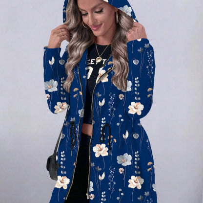 Manteau à capuche et fermeture éclair intégrale pour femmes à imprimé floral Chic und Stil