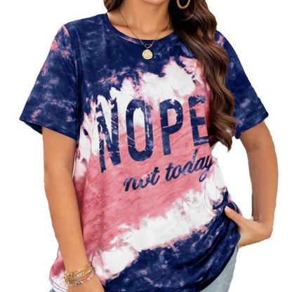 T-shirt décontracté pour femmes avec un motif de batik créatif et un lettrage accrocheur Chic und Stil