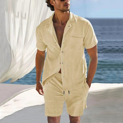 Ensemble de chemise à manches courtes décontractée pour hommes et shorts en tissu respirant Chic und Stil