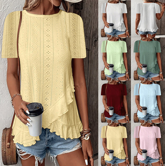 Blouse pour femmes avec des détails à volants et un insert floral Chic und Stil