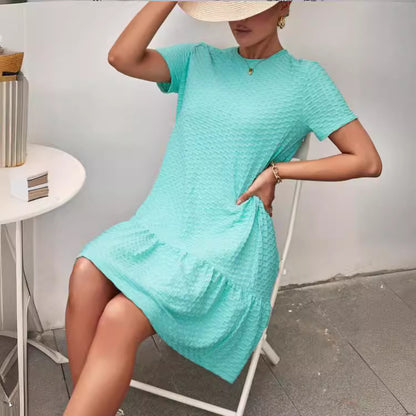 Robe d'été décontractée pour femmes en tissu texturé avec ourlet à volants Chic und Stil