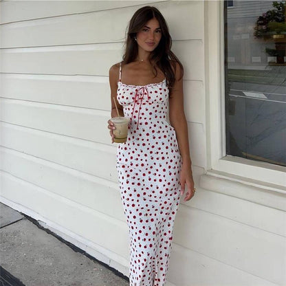 Women's Floral A-Line Maxi Dress with Adjustable Spaghetti Straps Chic and Stylish