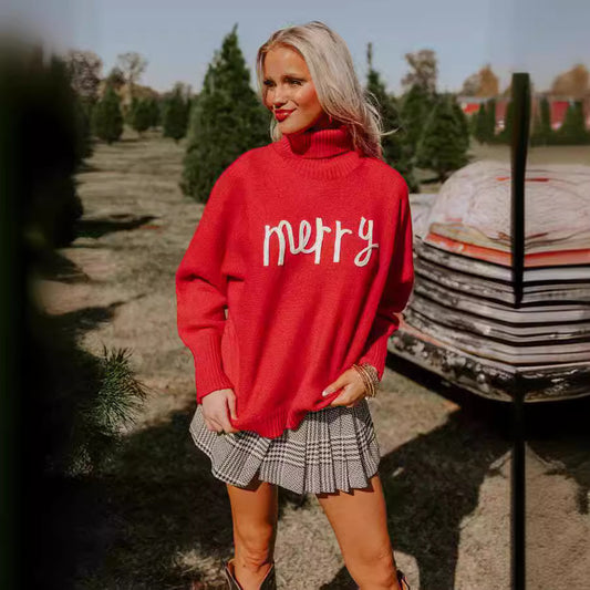 Pull à col roulé pour femmes avec motif de Noël amusant Chic und Stil