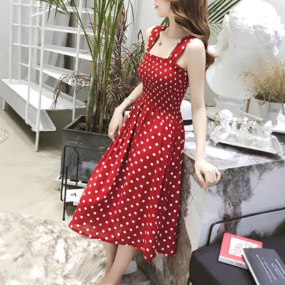 Robe midi A-ligne à pois pour femmes Chic und Stil