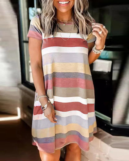 Dames Loisirs Rayé Flottant Robe Chic und Stil