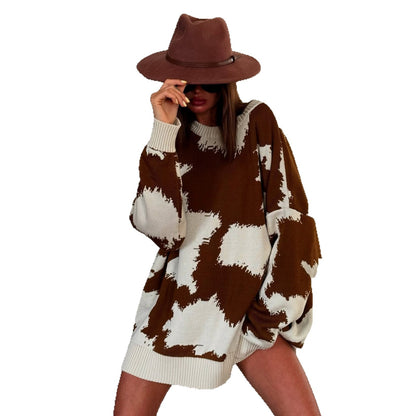 Pull en tricot surdimensionné pour femmes avec motif créatif Chic und Stil